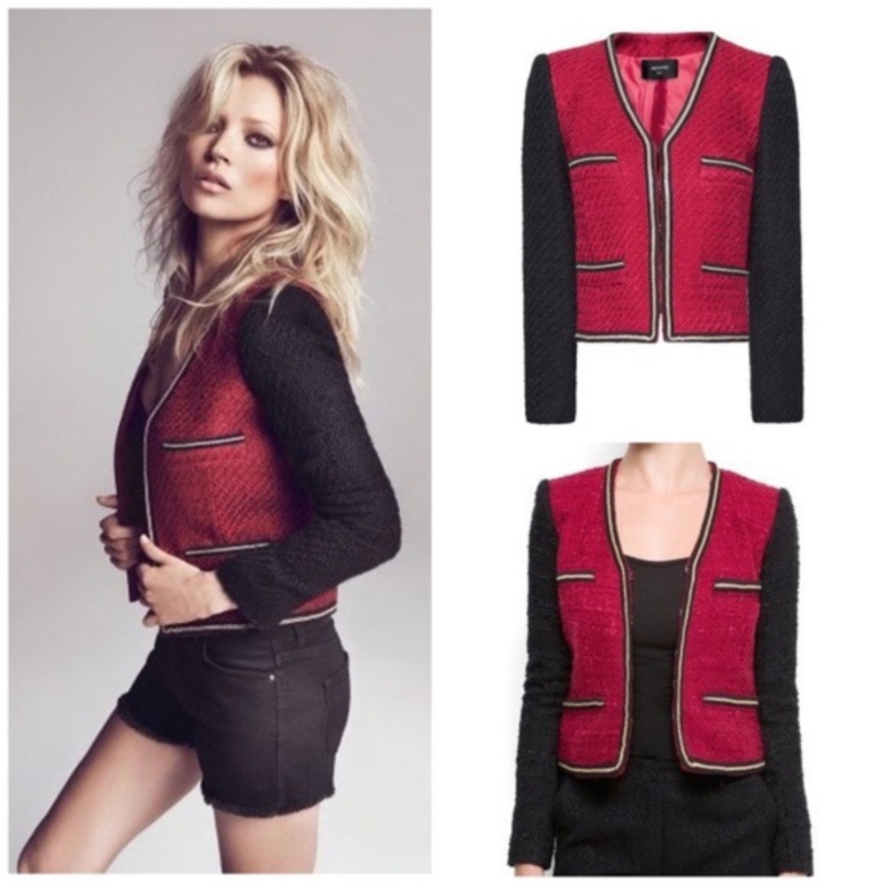 MNG Suit Chain lined Deep Red & Black Blazer 2/$40
